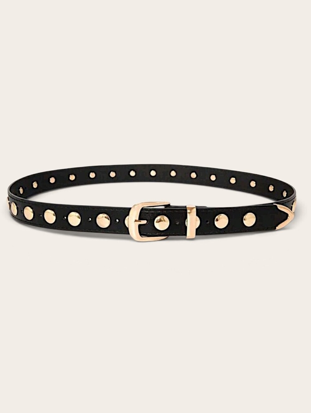 Black And Gold Round Riveted 1.02" Wide Woman's Belt Fits Waist Up To 43" NWOT